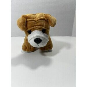 Animal Adventure Wrinkle nose Tan Dog  Plush " Stuffed Animal Toy 7”